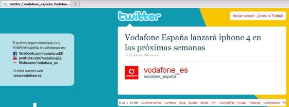 Comunicado Vodafone Twitter iPhone 4